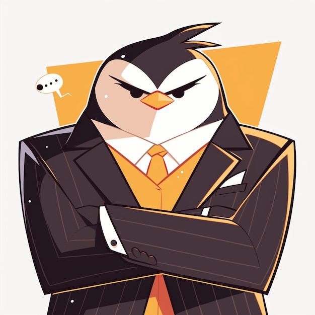 Een pinguïn rechter cartoon stijl