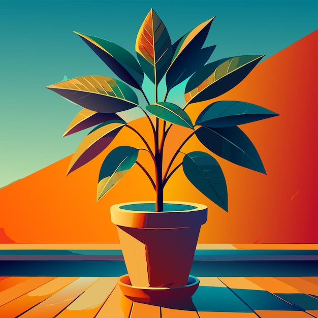 Vector een plant in een pot vector illustratie