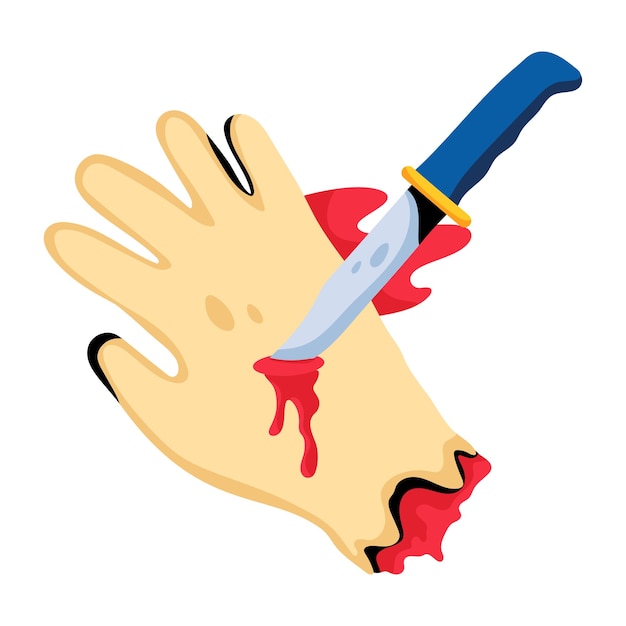 Een platte icoon van een griezelige zombie hand