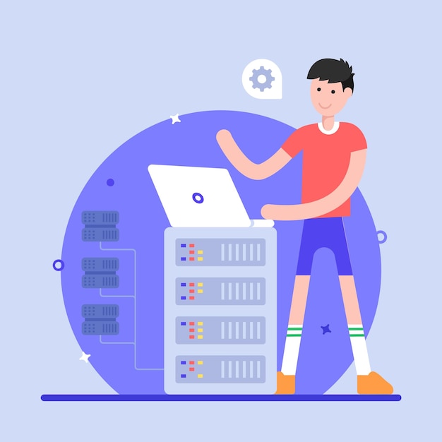Een platte illustratie van de bewerkbare stijl van de databaseservice