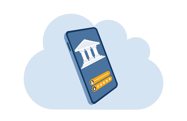 Een platte illustratie van online banking