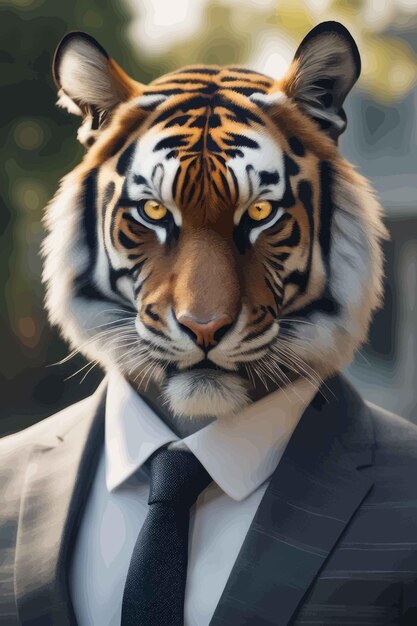 een portret van een Aziatische tijger met een wit masker op de achtergrond portret van een Aziatische tijger met aw