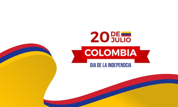 Een poster voor colombia met een lint waarop '20 de colombia' staat.