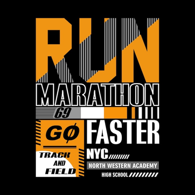 Een poster voor de hardloopmarathon loopt snel en veld