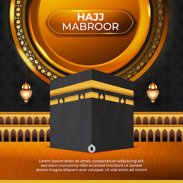 Vector een poster voor de heiligste plaats van hajqr in de islam