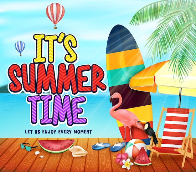 een poster voor de zomer met een palmboom en een strandstoel