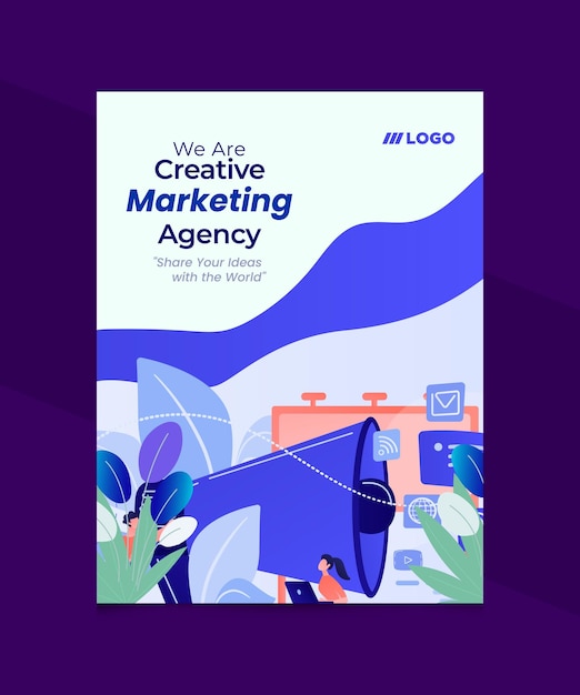 Een poster voor een bedrijf genaamd we are creative marketing agency