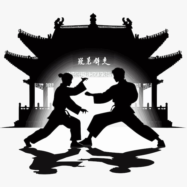 een poster voor een krijgskunstenorganisatie met een man in een vechtkunstenhouding