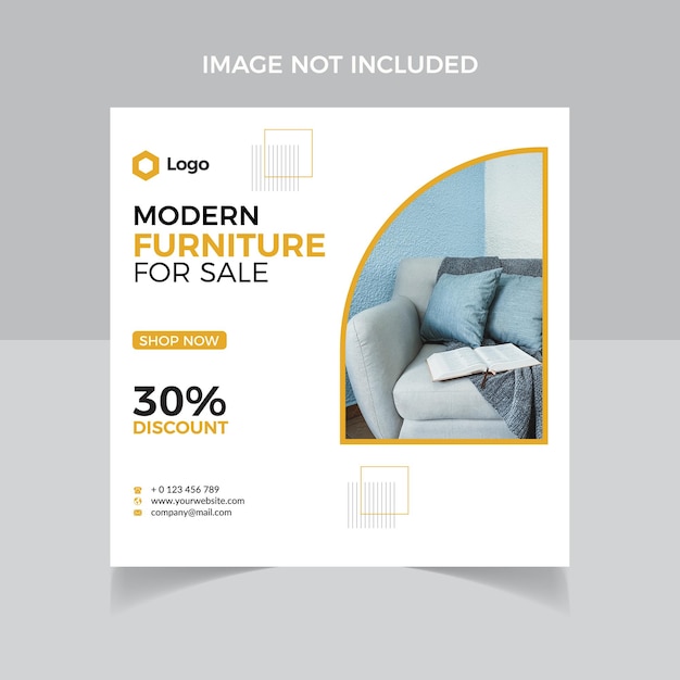 Een poster voor een meubelzaak genaamd moderne meubelen te koop