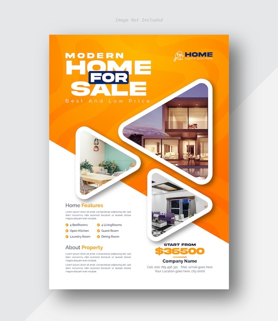 een poster voor een modern huis te koop
