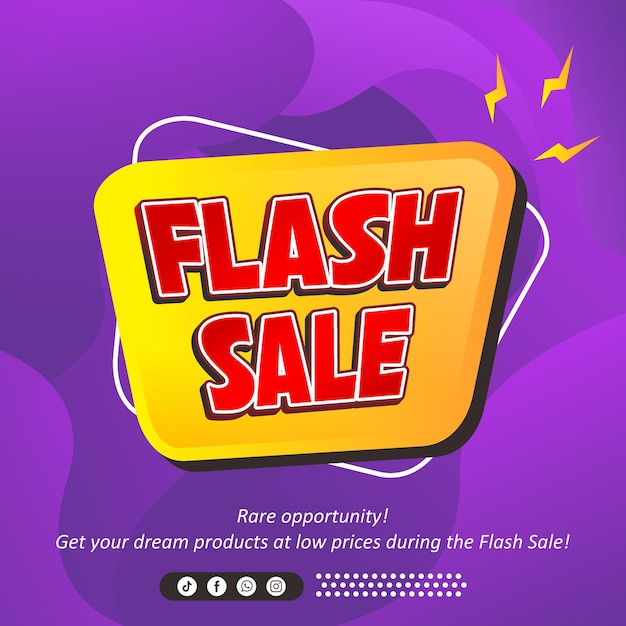 een poster voor flashverkoop met een gele achtergrond
