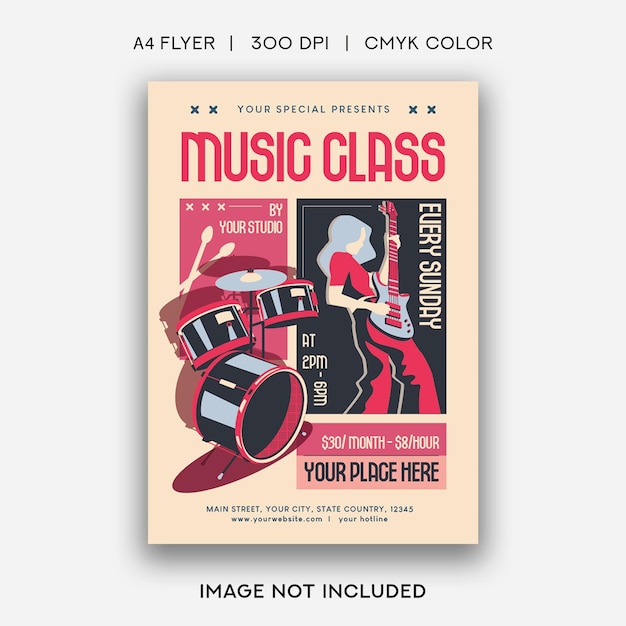 Een poster voor muziekles die reclame maakt voor een concert.
