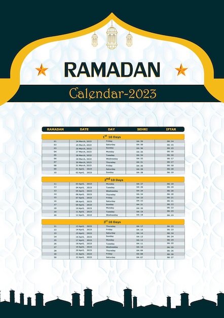Vector een poster voor ramadan met een maandkalender erop.