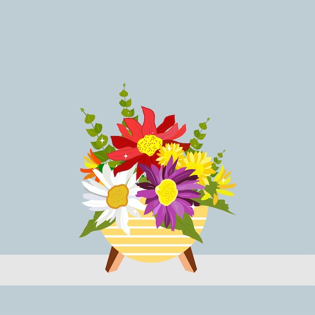 Vector een prachtig boeket bloemen in een pot.