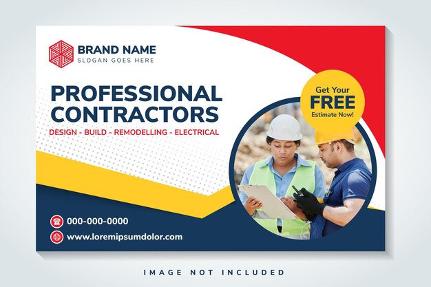Een professionele bouw- en uitrusting aannemers headline van header en Banner Design