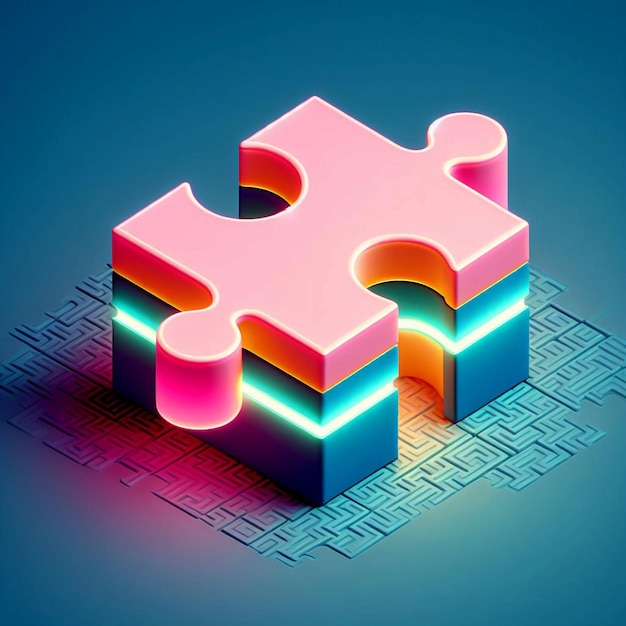 een puzzelstuk met een kleurrijk vierkant erop
