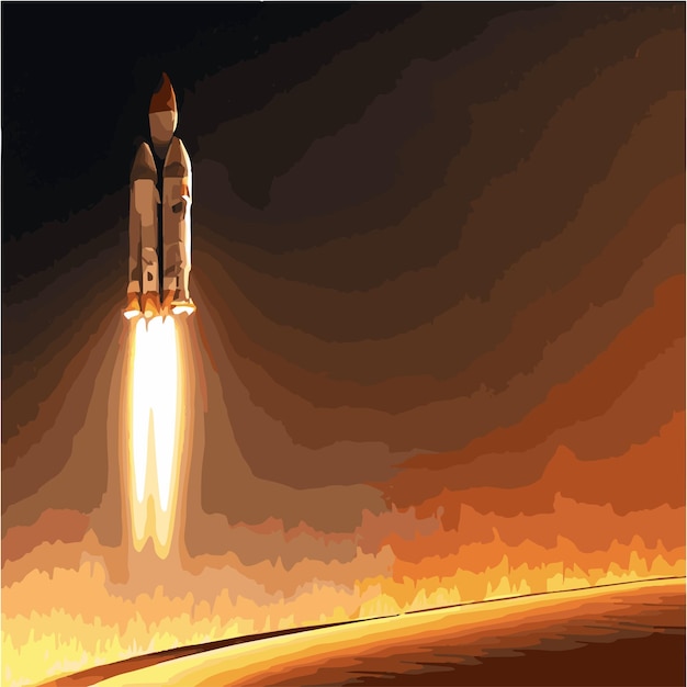 Vector een raket die door de lucht vliegt met een space shuttle op de rug.