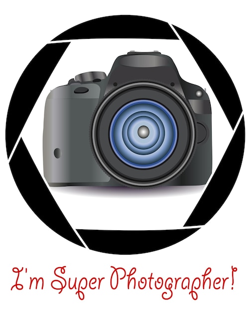 Vector een realistische moderne camera in het kader van het diafragma van de camera conceptfotografie roepingen fotozaken