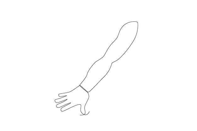 Vector een rechterhand in het menselijk lichaam een lijn kunst illustratie