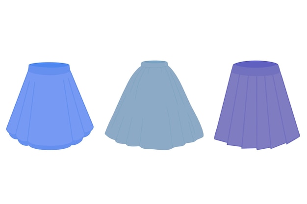Een reeks blauwe rokken Vectorillustratie die op witte achtergrond wordt geïsoleerd