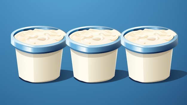 Vector een reeks containers met yoghurt erop