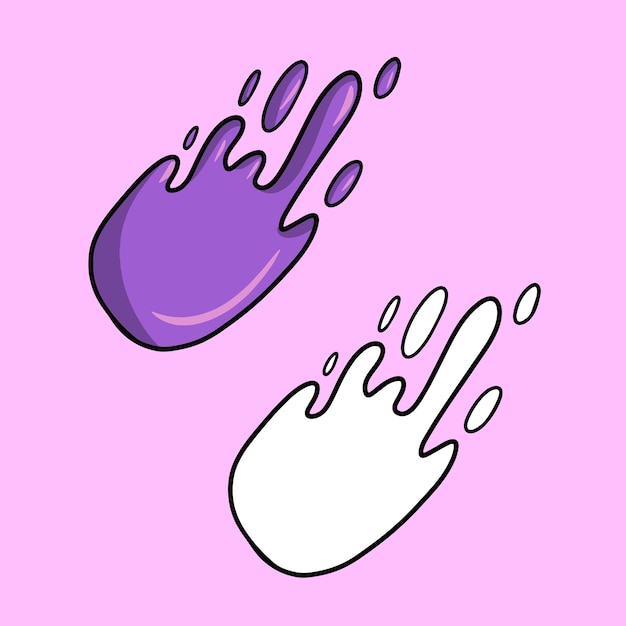 Een reeks foto's een plekje paarse verf een druppel gemorste verf vector cartoon illustratie