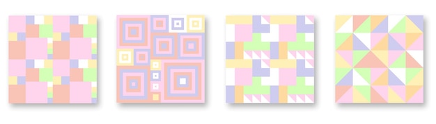 Een reeks geometrische patronen in pastelkleuren