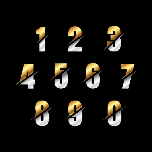 Een reeks getallen met de nummers 1,2,3,4,5,6,7,8,9,0 Inspiratie voor luxe logo-ontwerpsjabloon