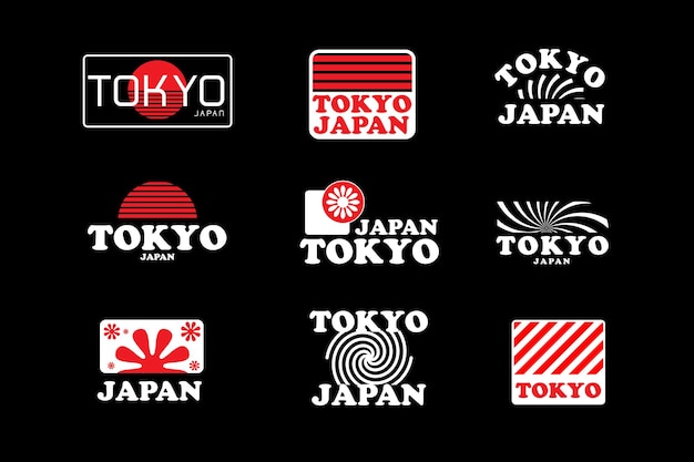 Een reeks logo's voor tokyo en tokyo