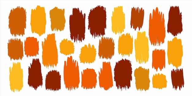 een reeks oranje en gele bladeren op een witte achtergrond