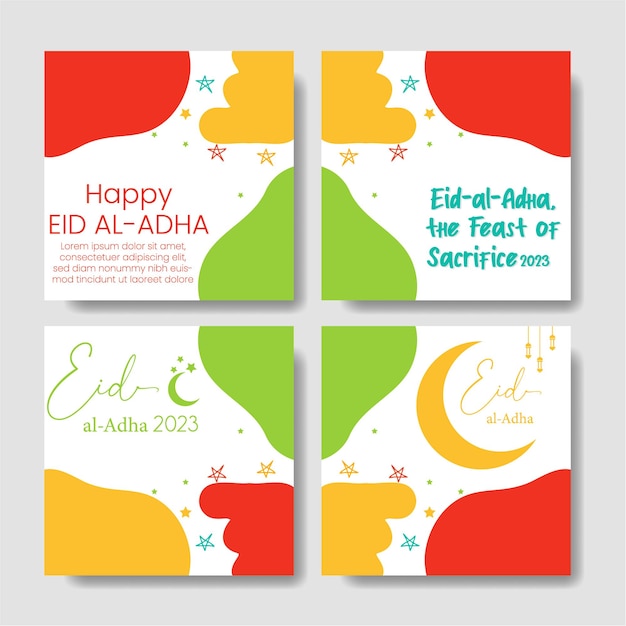 Vector een reeks postontwerpen voor sociale media voor happy eid al adha 3