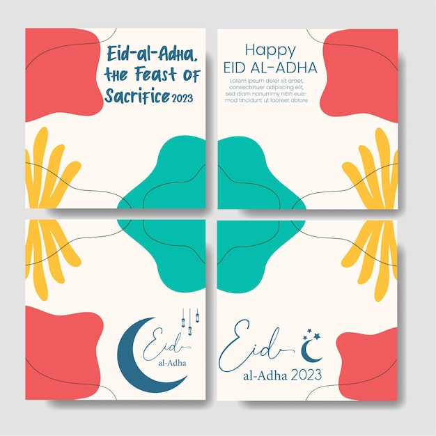 Een reeks postontwerpen voor sociale media voor happy eid al adha9