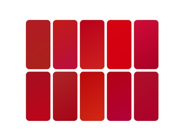 een reeks rode vierkanten met verschillende kleuren