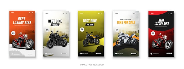 een reeks van drie foto's van motorfietsen en een met de woorden "beste rit" op het scherm