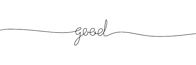 Eén regel continu woord goed Lijn kunst kalligrafie handschrift vector illustratie