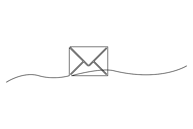 Een regel papieren envelop e-mail bericht post brief verzenden schets schets tekening vector illustratie