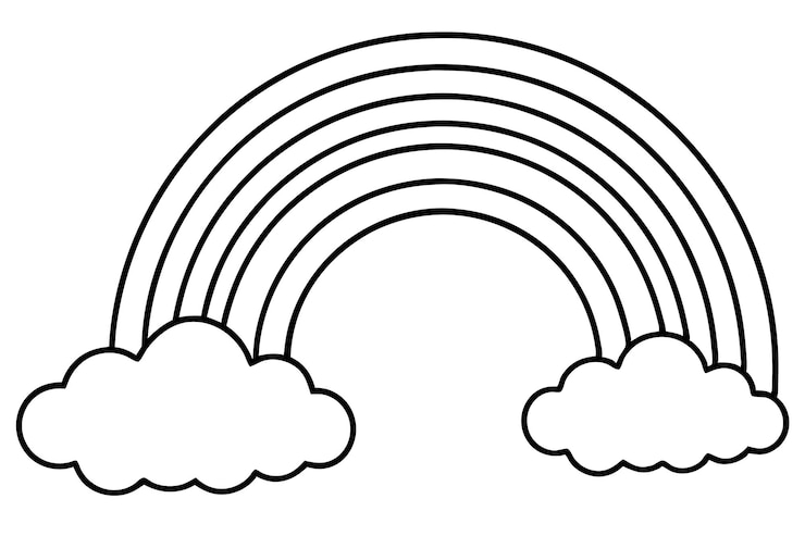 Vector een regenboog met een wolk bovenop