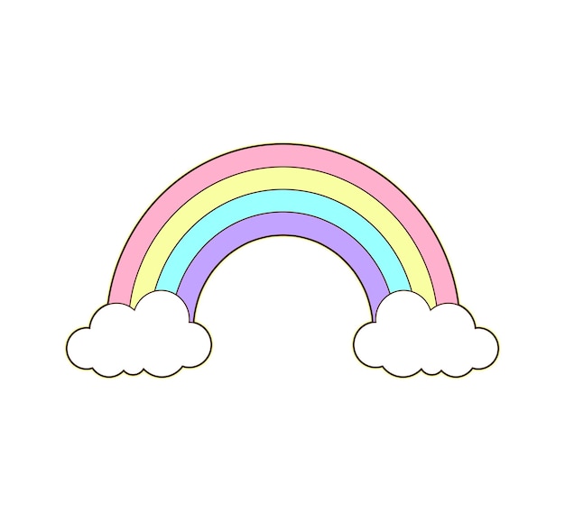 Vector een regenboog met wolken erop