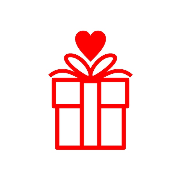Vector een rode geschenkdoos met een hart erop.