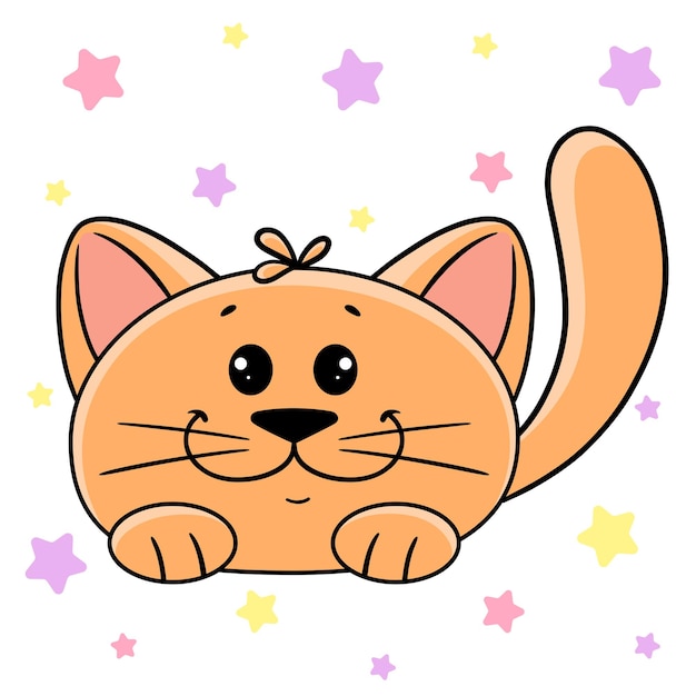 Een rode kat. vector cartoon kitten tekening geïsoleerd.