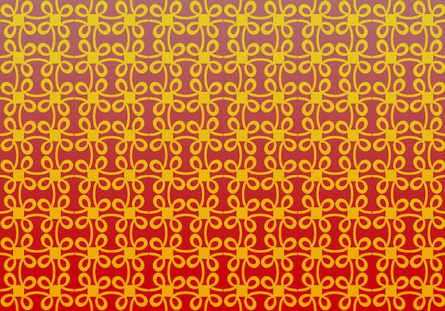 Een rood en geel patroon met een gele bloem in het midden.