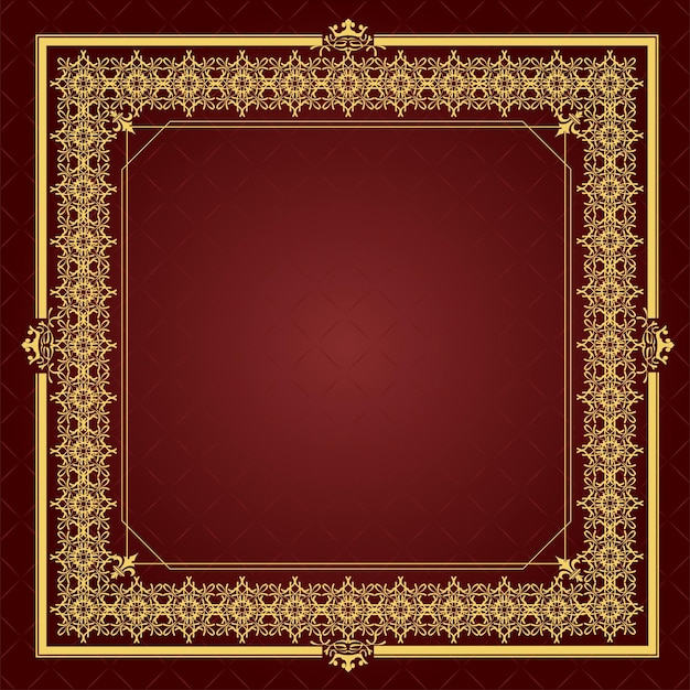 Een rood en goud vierkant frame met een gouden rand.