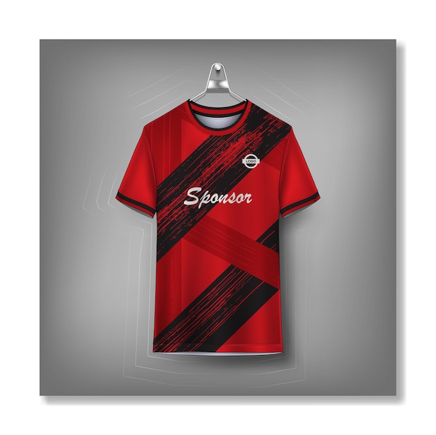 Een rood shirt met het woord sponsor erop