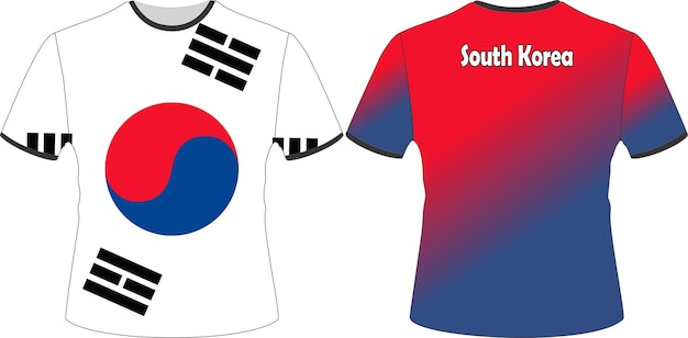 Een rood, wit en blauw shirt met de tekst Zuid-Korea erop.
