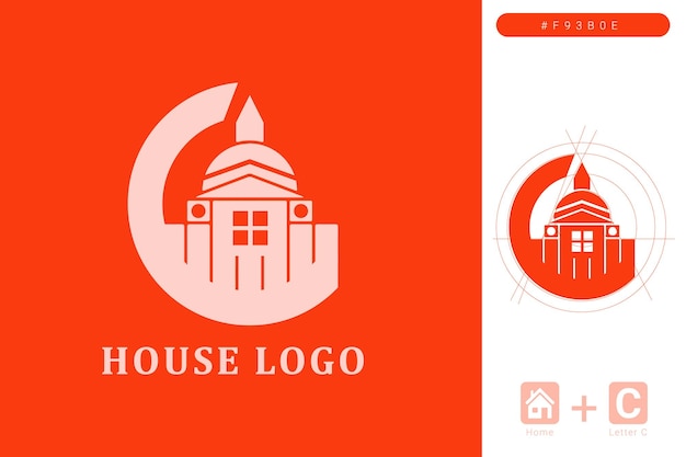 Een rood-wit logo met het logo van het woordenhuis.