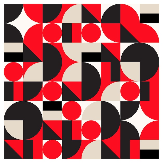 een rood-zwart geometrisch patroon met het woord ik hou in rood en zwart