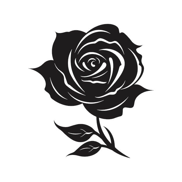 Vector een rose flower vector silhouette geïsoleerd op een witte achtergrond