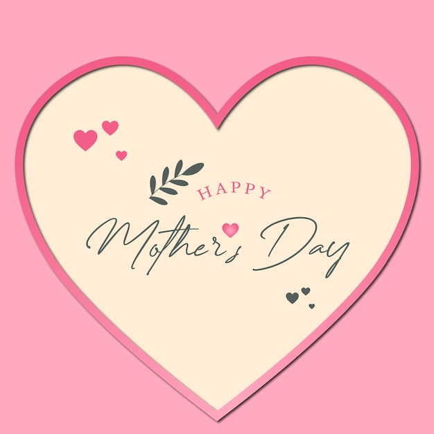 Een roze achtergrond met een hart en de woorden gelukkige moederdag erop Moederdagwenskaart