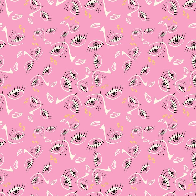 Vector een roze achtergrond met een patroon van ogen