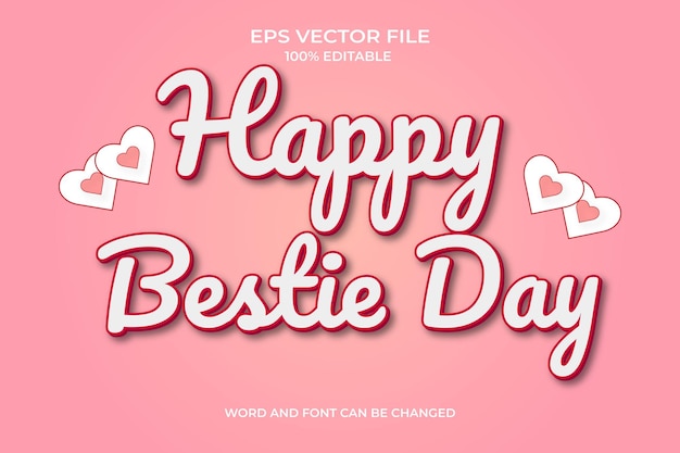 Vector een roze achtergrond met een roze achtergrond die happy bestie day zegt.